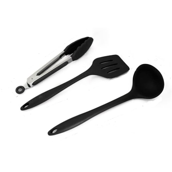 10 stycken köksredskap silikon BPA-fritt set (10 stycken svart)