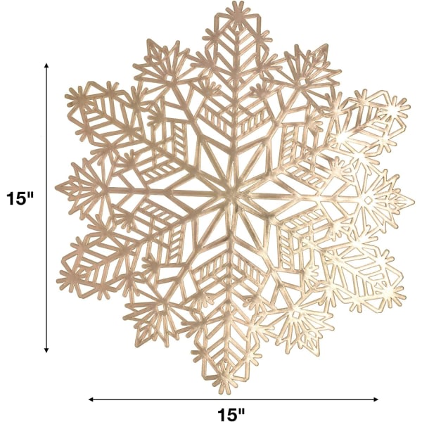Christmas Snowflake Place Mats Set med 4 tvättbara 15"