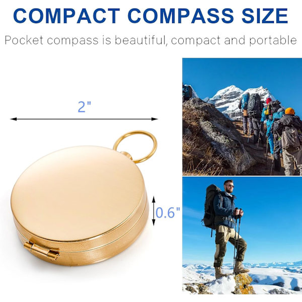 2-pack klassisk kompass, Glow in The Dark Militärutrustning Vattentät kompass för campingklättring