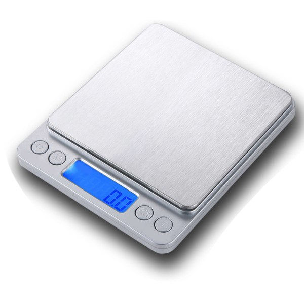 Gramvåg med 2 brickor, tarafunktion digital våg för mat 2kg/0.1g