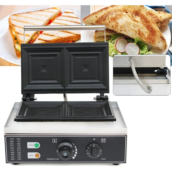 110V 1500W smörgåsbrödrost för kommersiell hemmaskin med nonstick-plattor LED-indikatorlampor