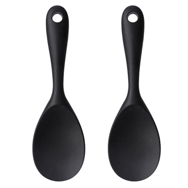 2 skedar riskokare med non-stick rissked silikon matlagningssked riskokare eller högre (svart)