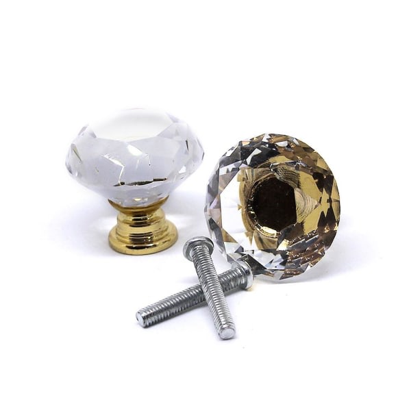 Knoppar 2-pack - Diamant / Kristall med guldbas Guld