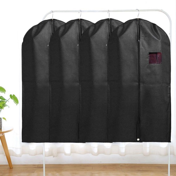 5-delad kappa förvaringsfodral-stor storlek 60*140cm, non-woven kläddammskydd cover svart