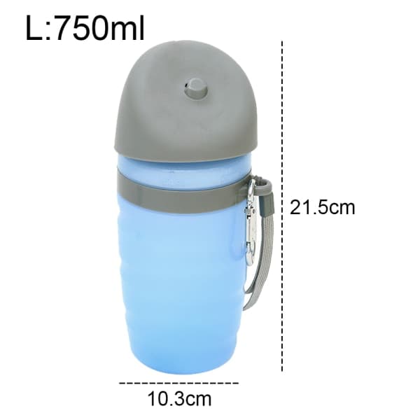Bärbar hundvattendispenser med hopfällbar drickskoppsskål 750ML
