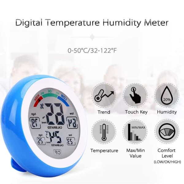 Runda pekskärm termometer hushåll blue