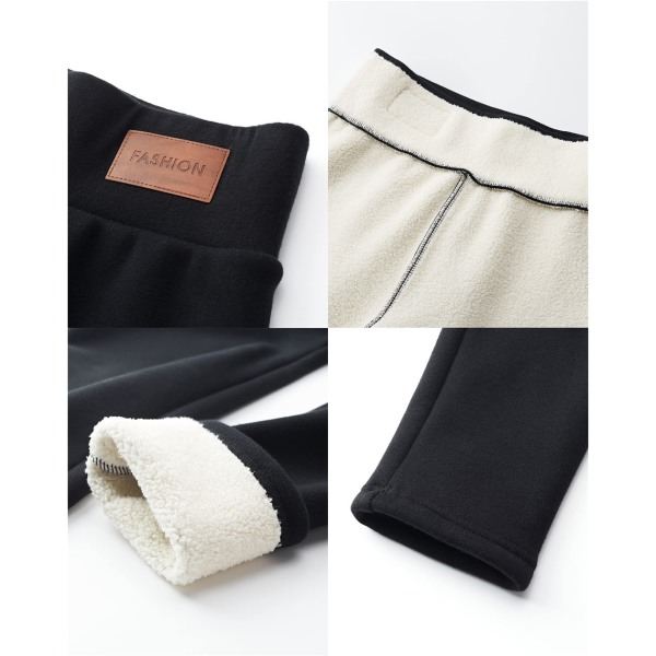 Vinter varma tjocka leggings för damer Fleecefodrade stretchiga mjuka thermal sherpabyxor M