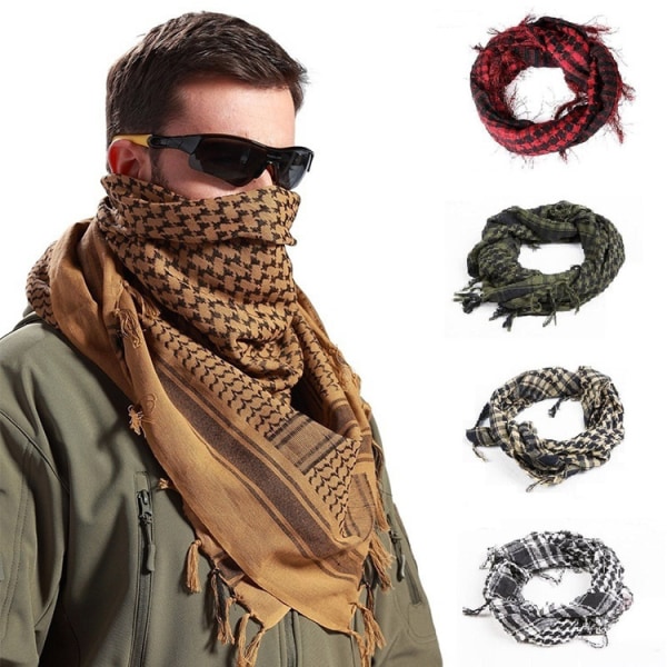 2 st Scarf Military Shemagh Tactical Desert Keffiyeh Head Neck Scarf Arab Wrap med tofs 43,3x43,3 tum / 110x110 cm (Crimson)