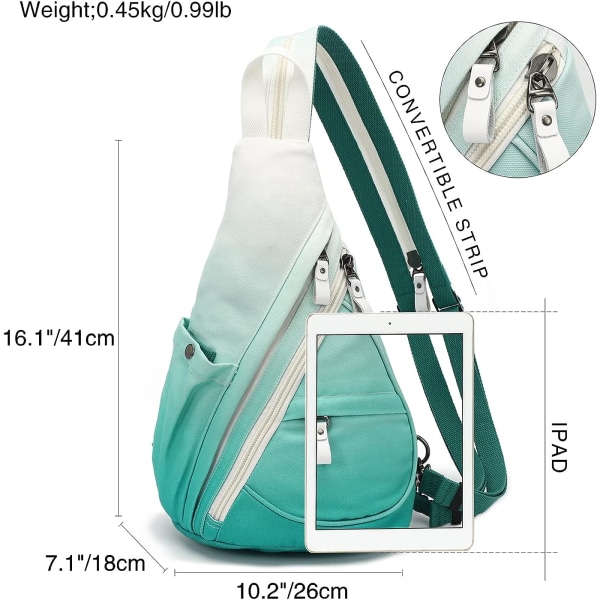 Canvas Sling Bag - Liten Crossbody ryggsäck Shoulder Casual Daypack ryggsäck för män kvinnor