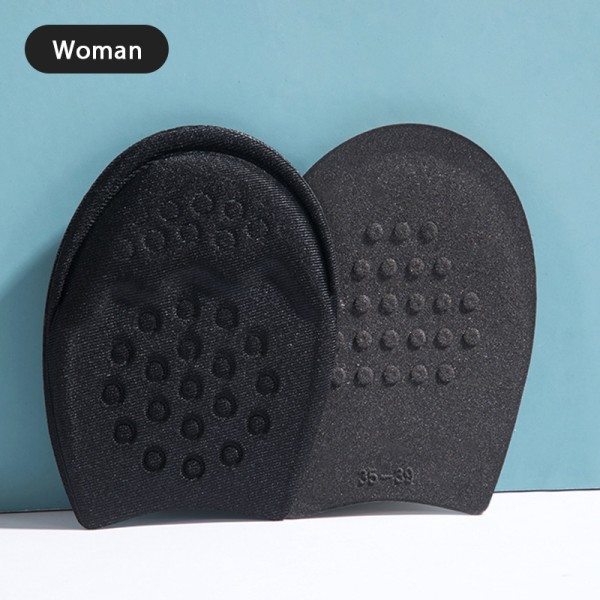Halvsulor för skor Inlägg Framfotsinsats Halkfri kudde Black Women's Round Head