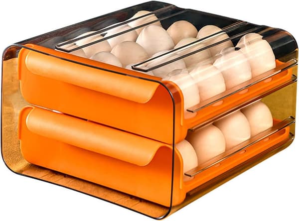 32 fack kylskåp matförvaringslåda transparent äggförvaringslåda dubbellåda typ orange