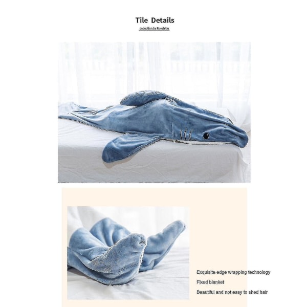 Shark Onesie Bärbar filt för vuxna - Shark Filt Supermjuk flanellhuvtröja Shark Sovsäck 190cm