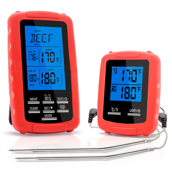 Trådlös kötttermometer Matgrilltermometer red