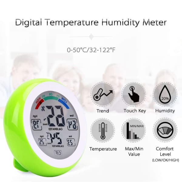 Runda pekskärm termometer hushåll green