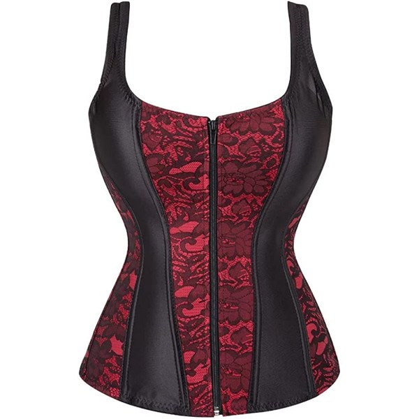 Damkorsetter Overbust Bustier Top Gothic Sexy Shoulder Red 2928 XL