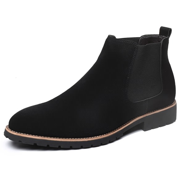 Varma vinterskor för män Casual Anti-slip Block Ankel Booties Svart 44