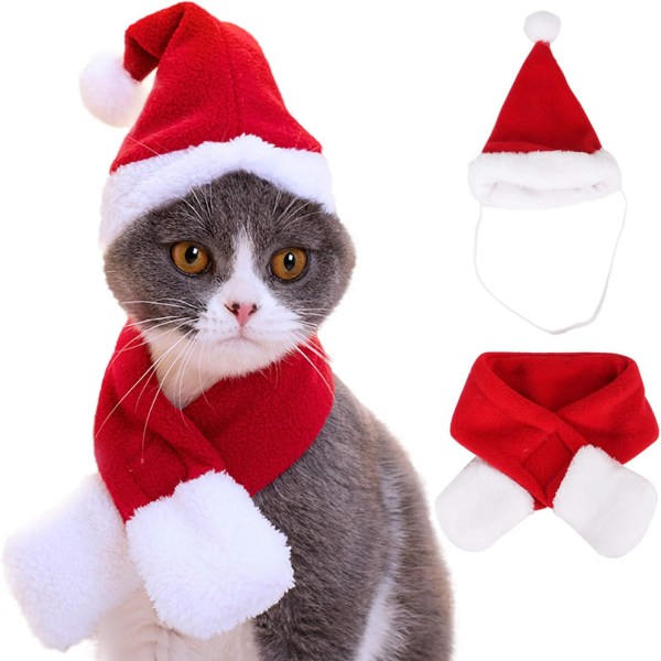 OBSGUMU Hundkatt Pet Tomteluva med halsduk, set
