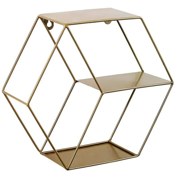 Hexagon flytande hylla Väggmonterad metalltrådstativ Idealisk för förvaring och organisering av ditt hem