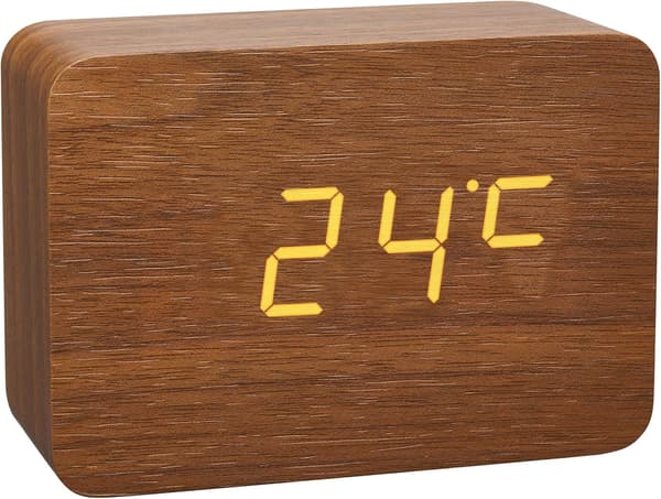 Funk-Wecker i Holz-Optik,Kunststoff, brun/orange