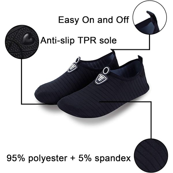 Vattenskor barfota bekväma andas svarta 44-45EU） Black 44-45EU