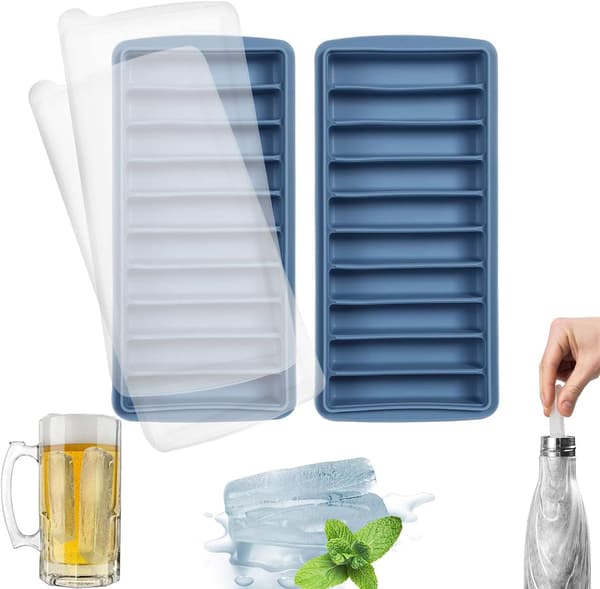 Silikon- och plastvattenflaska iskubbricka, 2-pack