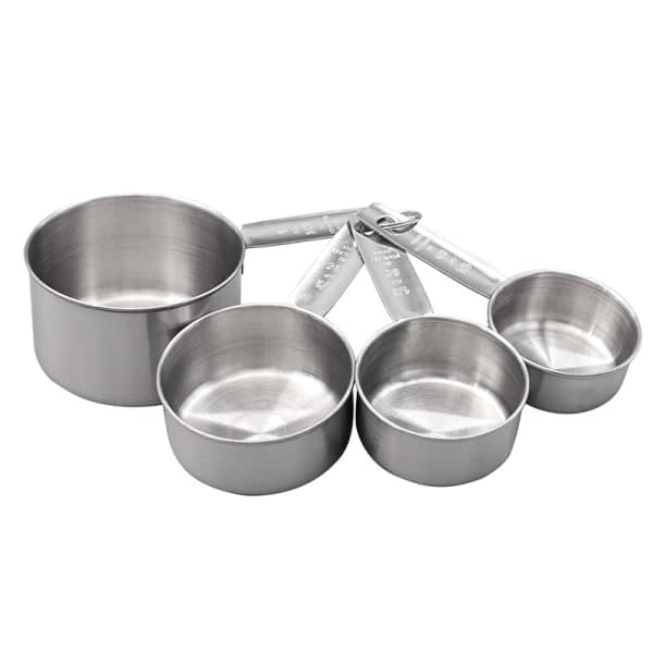 Mätkoppar i rostfritt stål för bakning, 4-delat set, Silver