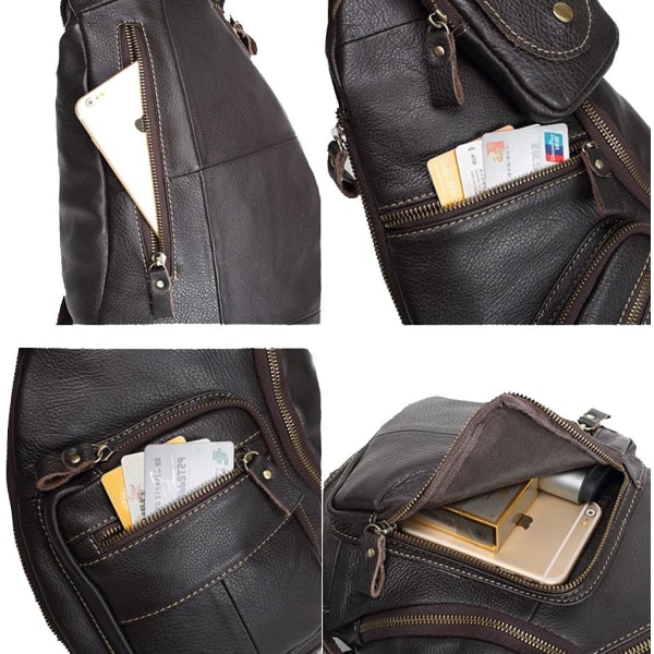 Axelremsväska i läder Crossbody Herr Dam Resor Utomhussporter, Ryggsäck