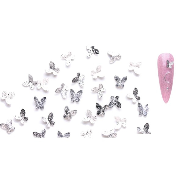 nageldekorationer stort paket 20 st fjärilar 3D