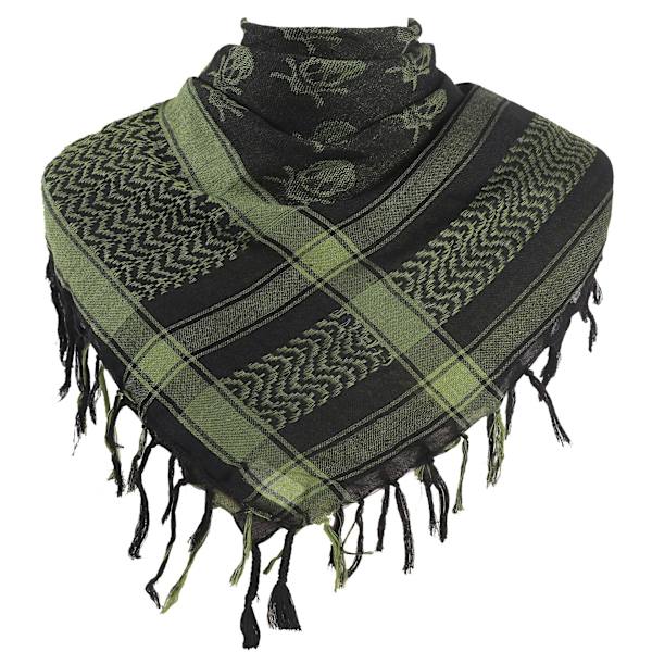 2 st Scarf Military Shemagh Tactical Desert Keffiyeh Head Neck Scarf Arab Wrap med tofs 43,3x43,3 tum / 110x110 cm (grön skalle stil)