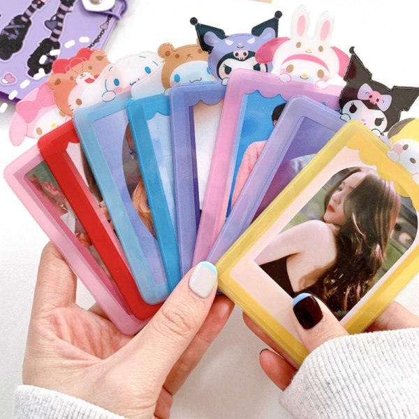 Kpop Kawaii Photocard Collect-hållare med hängande björnkredit Blue