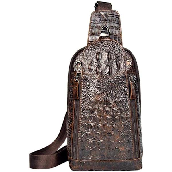 Axelväska i läder crossbody-väska män kvinnor reser utomhussporter, ryggsäckar
