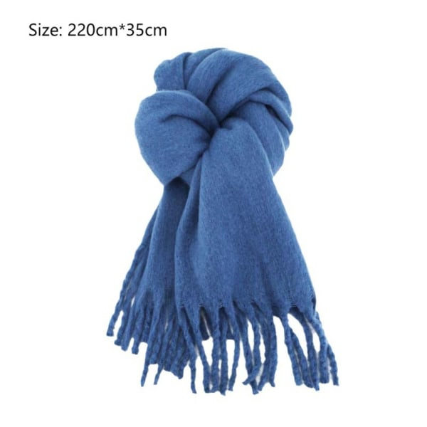 Vinter Cashmere Scarf Lång Tofs Scarves MÖRKBLÅ Mörkblå