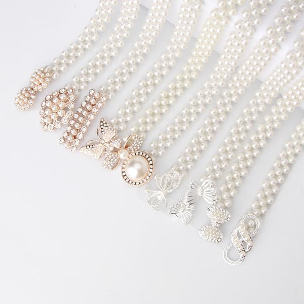 1 Dammode Rhinestone Pearl midjekedja (#8136)