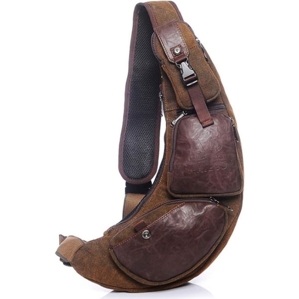 Läderryggsäck för män Kvinnor Utomhusresor Camping Fiske Vandring Crossbody Shoulder Chest Pack
