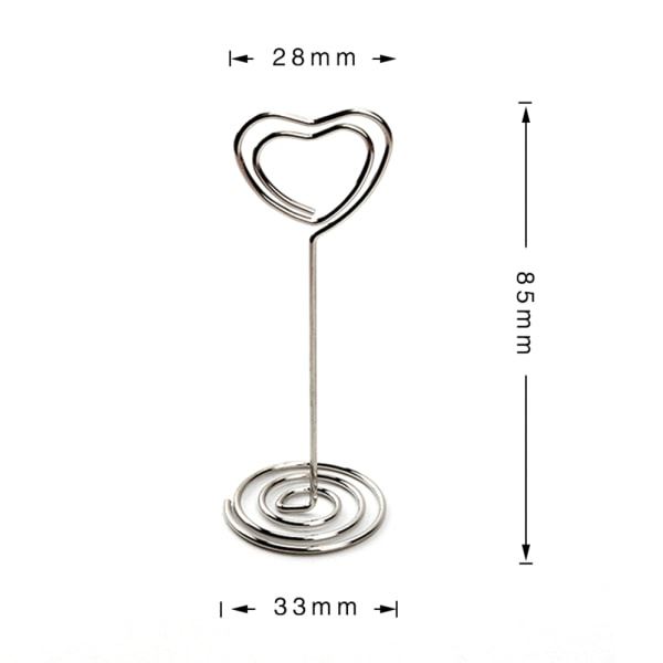 20st Hjärtformad bordsnummer Namnkortshållare Fotoklämma Heart 20PCS