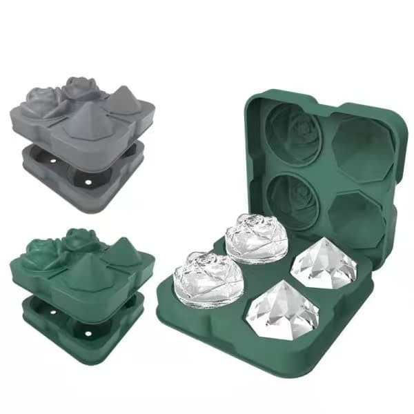 Silikon 4 Grids Ice Cube Form Rose Silikon Ice Form Tray Tool Green