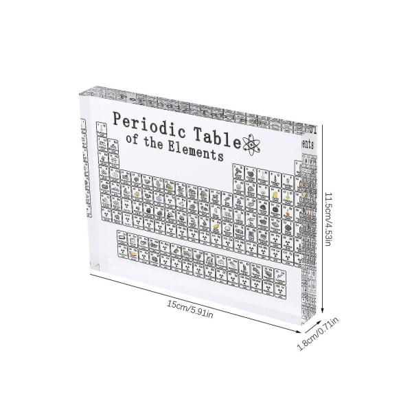 Periodiska systemet för element, akryl tabell display prydnad