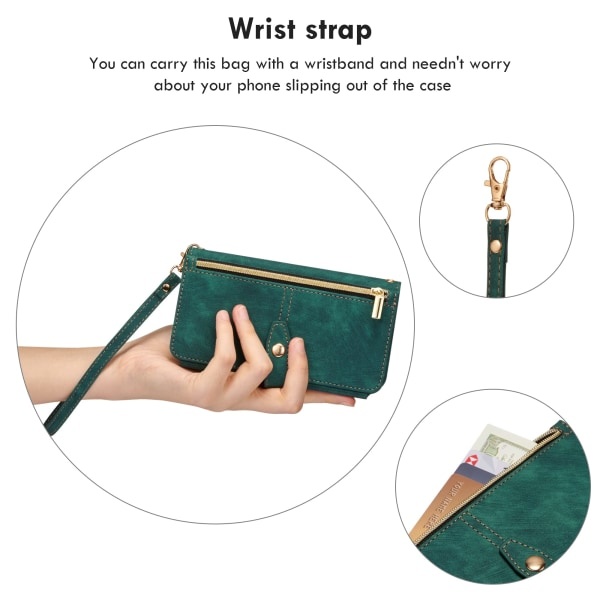 Case till Samsung Galaxy S23, Zipper Flip Leather Green