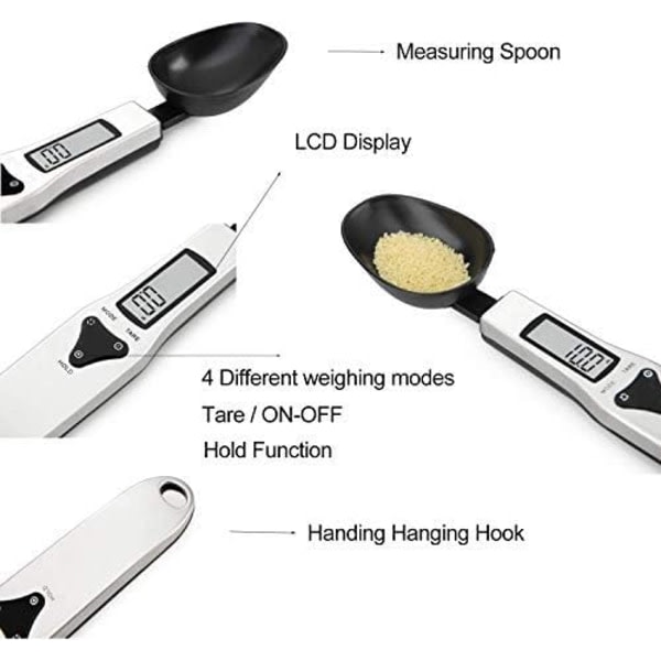 Elektronisk mätsked, digitalvågssked, elektronisk vågsked för kök med LCD-skärm