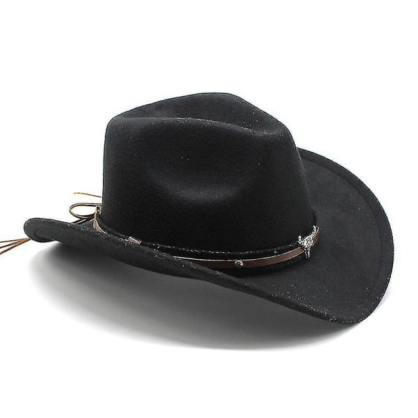 Dewenwils Western Cowboy Top Hat Filt Hat Black