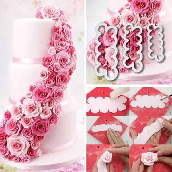Tårtdekoration Plast Rosbakning Konditorivaror Blomfondant C