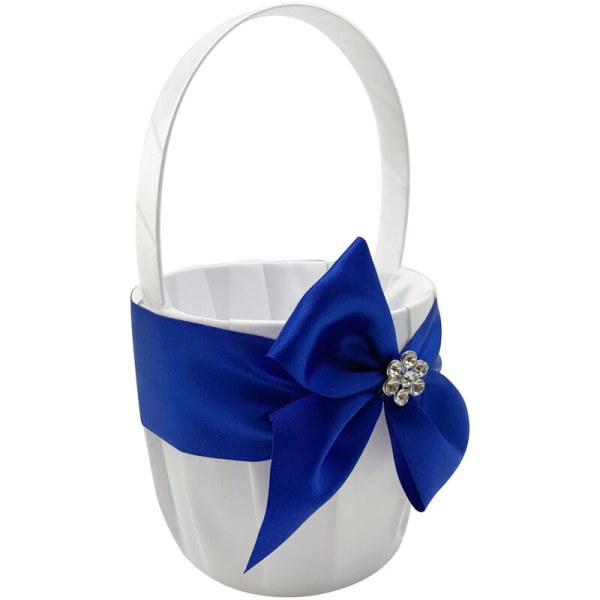 Söt Bowknot Design Bröllop Flower Girl Korg Blå Romantisk Bröllop Blomster Korg, Modell: Blå