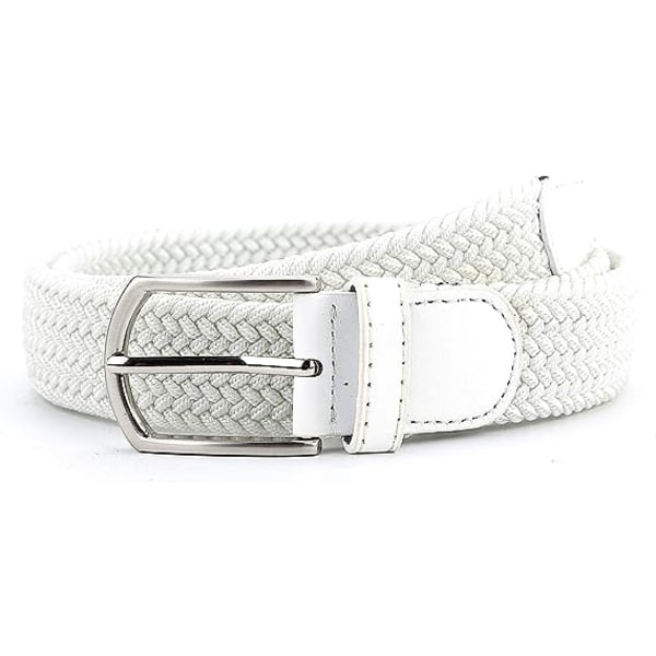 Flätade canvasvävda elastiska stretchbälten för män/kvinnor/junior (vit) 110 cm, XL