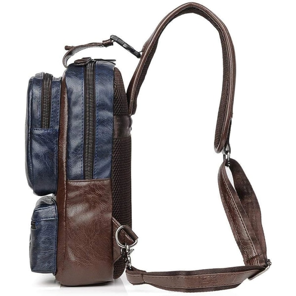 Sling Crossbody Bag Axelväska Herr och Dam Retro PU Läder Sling Ryggsäck Cykel, Mode