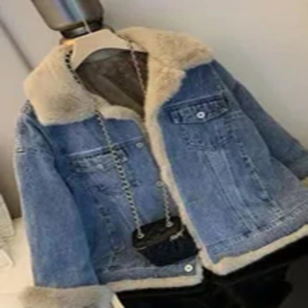 Jeansjacka Dam Två sidor Wearin Ytterkläder Vinter Thicken Coat Brown XL