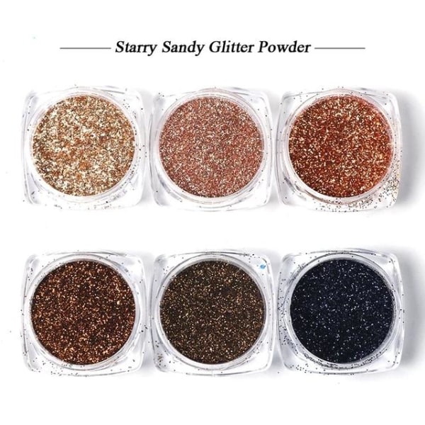6st nagelglitter glitter, Nageldekorationer flerfärgade