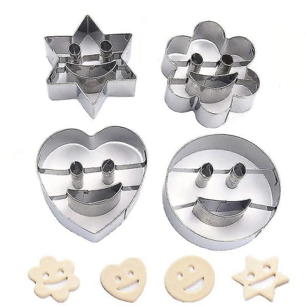 4 ST Smile Cookie Cutter Blomma hjärta Rostfritt stål Biscuit Mo