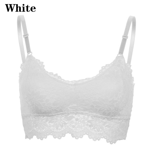 Push Up BH Vadderad linne Spets Blommig Bralette VIT