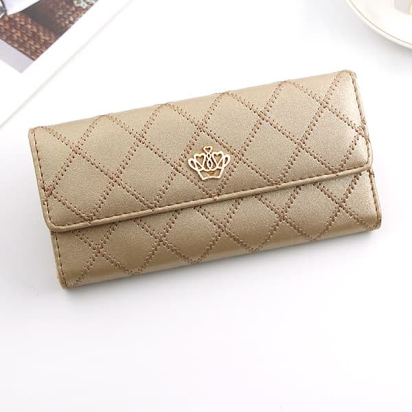 Damplånbok Elegant Clutch Crown Plånbok Lång plånbok, guld