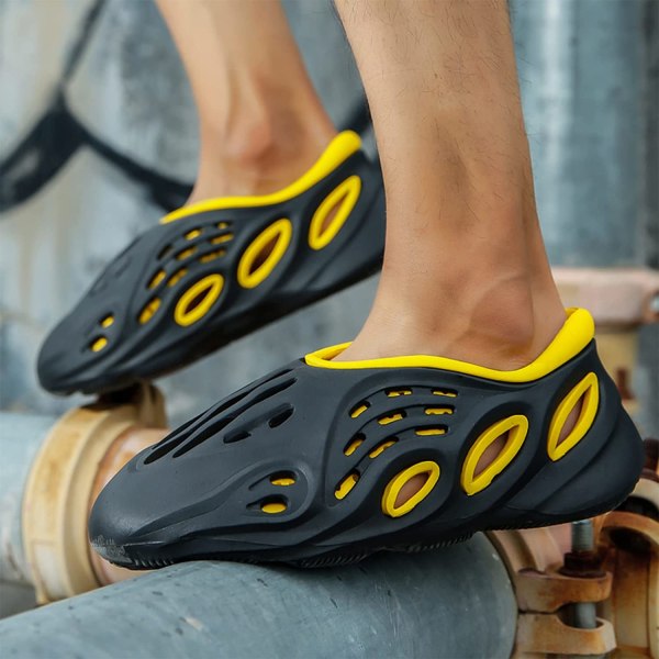 Damskor med hål för män ihåliga sandaler, svart gul, EU 38 Black Yellow EU 38
